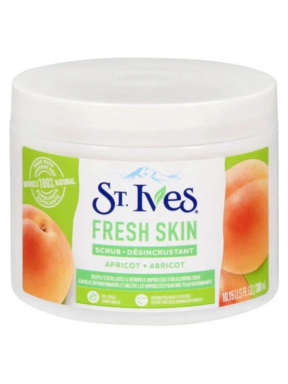 St.‎ Ives Fresh Skin Apricot Scrub - White Jar with Green Accents